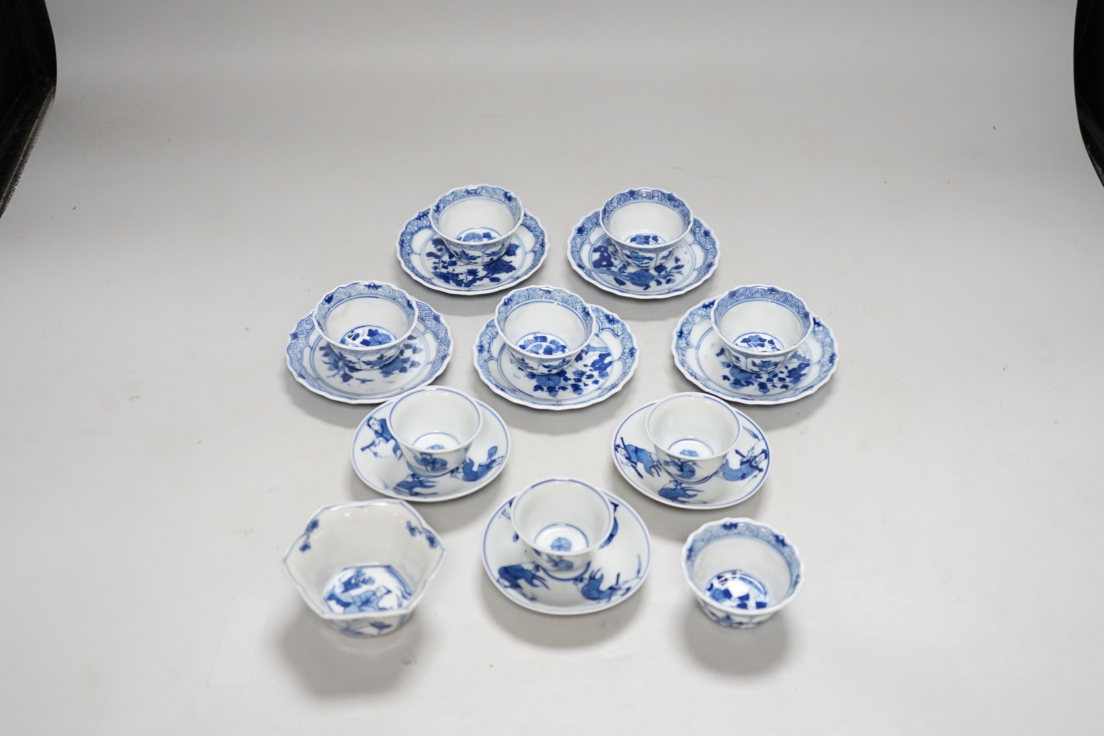 Two miniature Chinese blue and white porcelain part tea sets